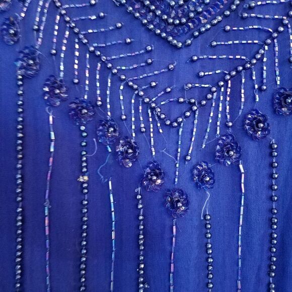 Vintage Mark & John II Pure Silk Intricately Beaded Blouse Made in India M - Picture 9 of 10